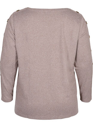 Langærmet bluse med knappedetaljer, Rocky Road Melange, Packshot image number 1