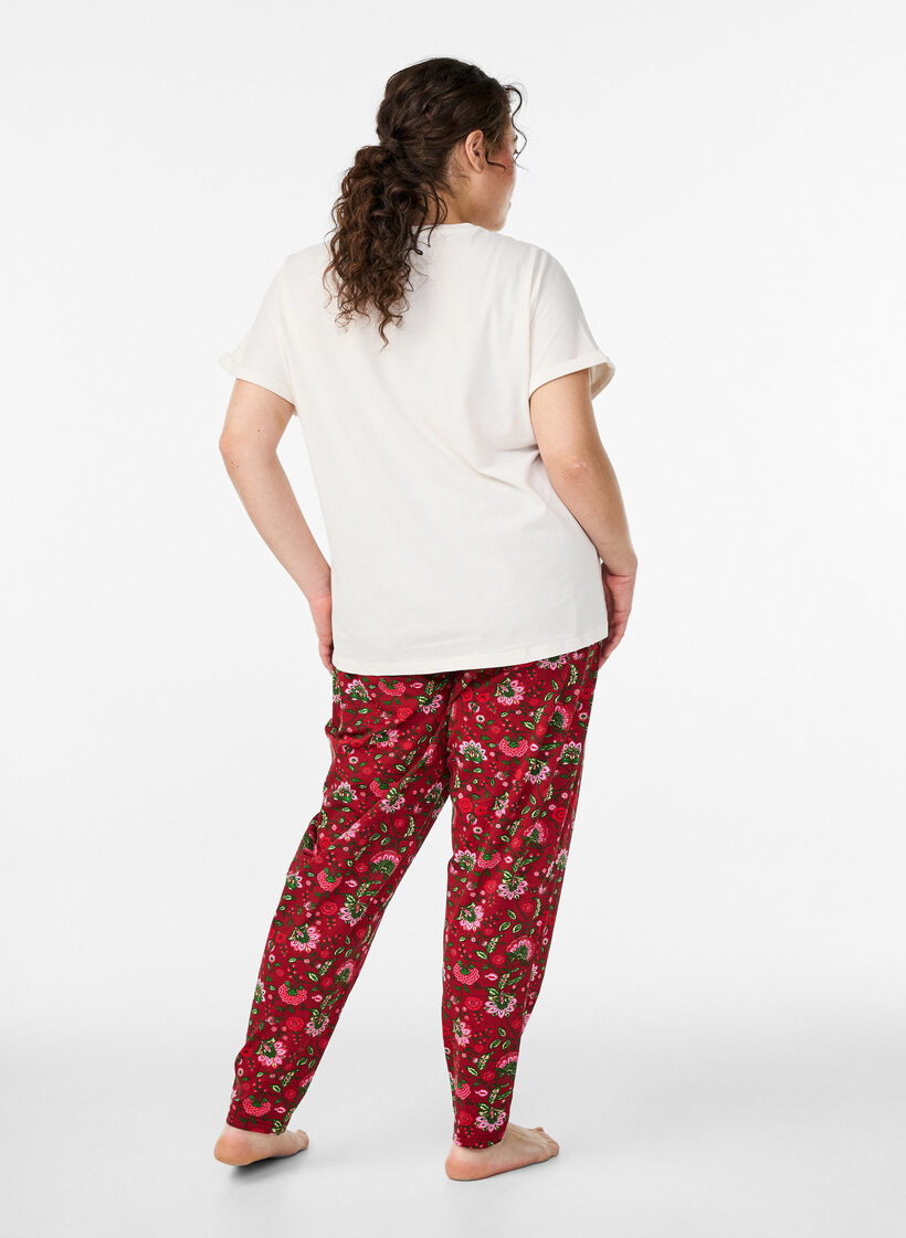 Natbukser i bomuld med print, R&oslash;d, Model image number 1