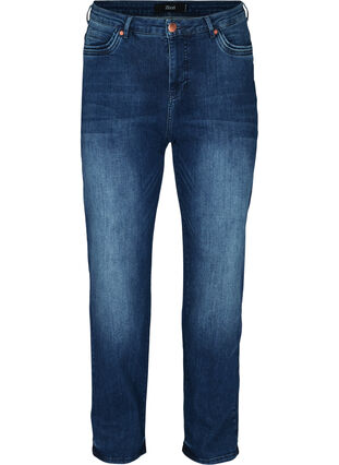 Regular Gemma jeans med høj talje, Blue denim, Packshot image number 0