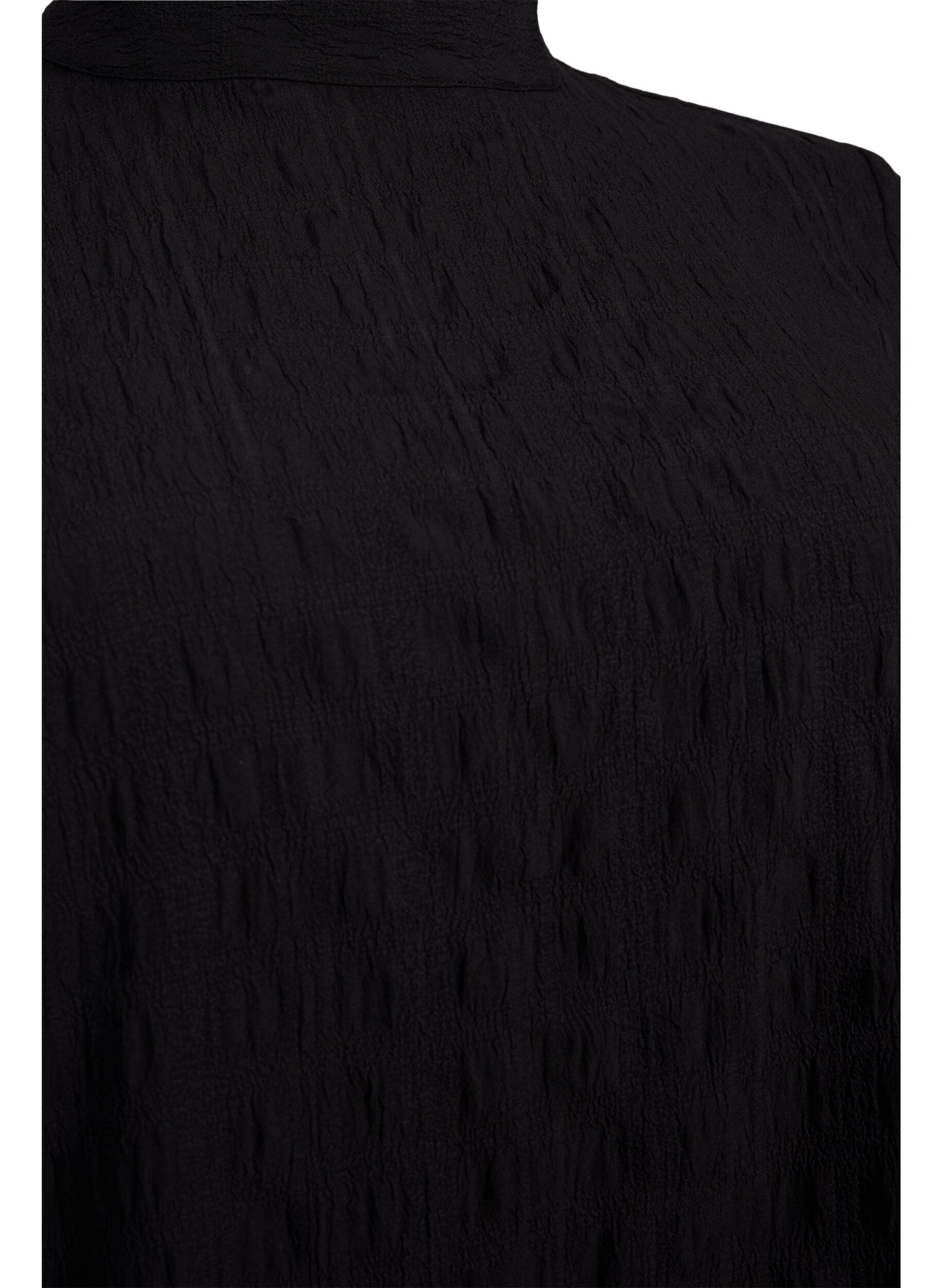 Zizzi Bluse med h&oslash;j hals og 3/4 &aelig;rmer, Black, Packshot image number 2