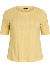 T-shirt i bomuld med hulm&oslash;nster, Gul