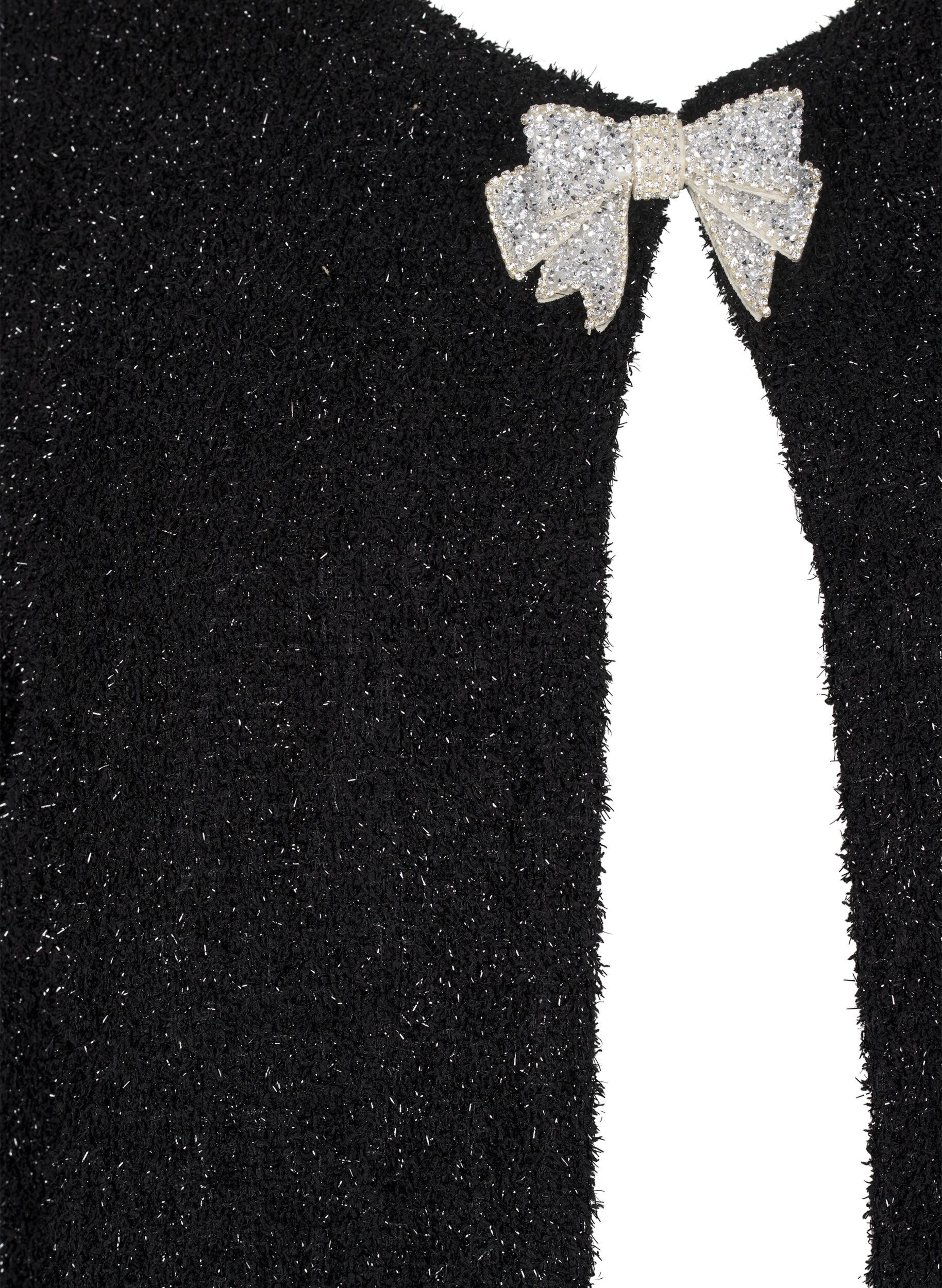 Zizzi Jakke med sl&oslash;jfe og glittertr&aring;d, Black, Packshot image number 2