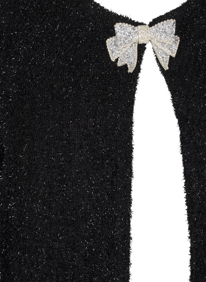 Jakke med sløjfe og glittertråd, Black, Packshot image number 2