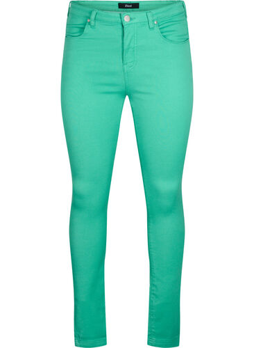 Højtaljede Amy jeans med super slim fit, Holly Green, Packshot image number 0