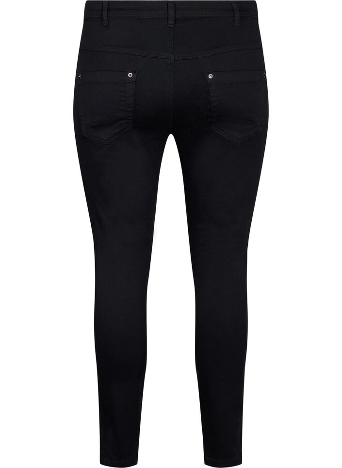 Cropped Amy jeans med lynlåsdetalje, Sort, Packshot image number 1