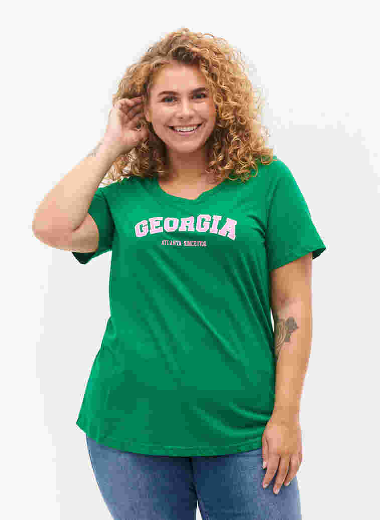 Bomulds t-shirt med tryk, Jolly Green Georgia, Model image number 0