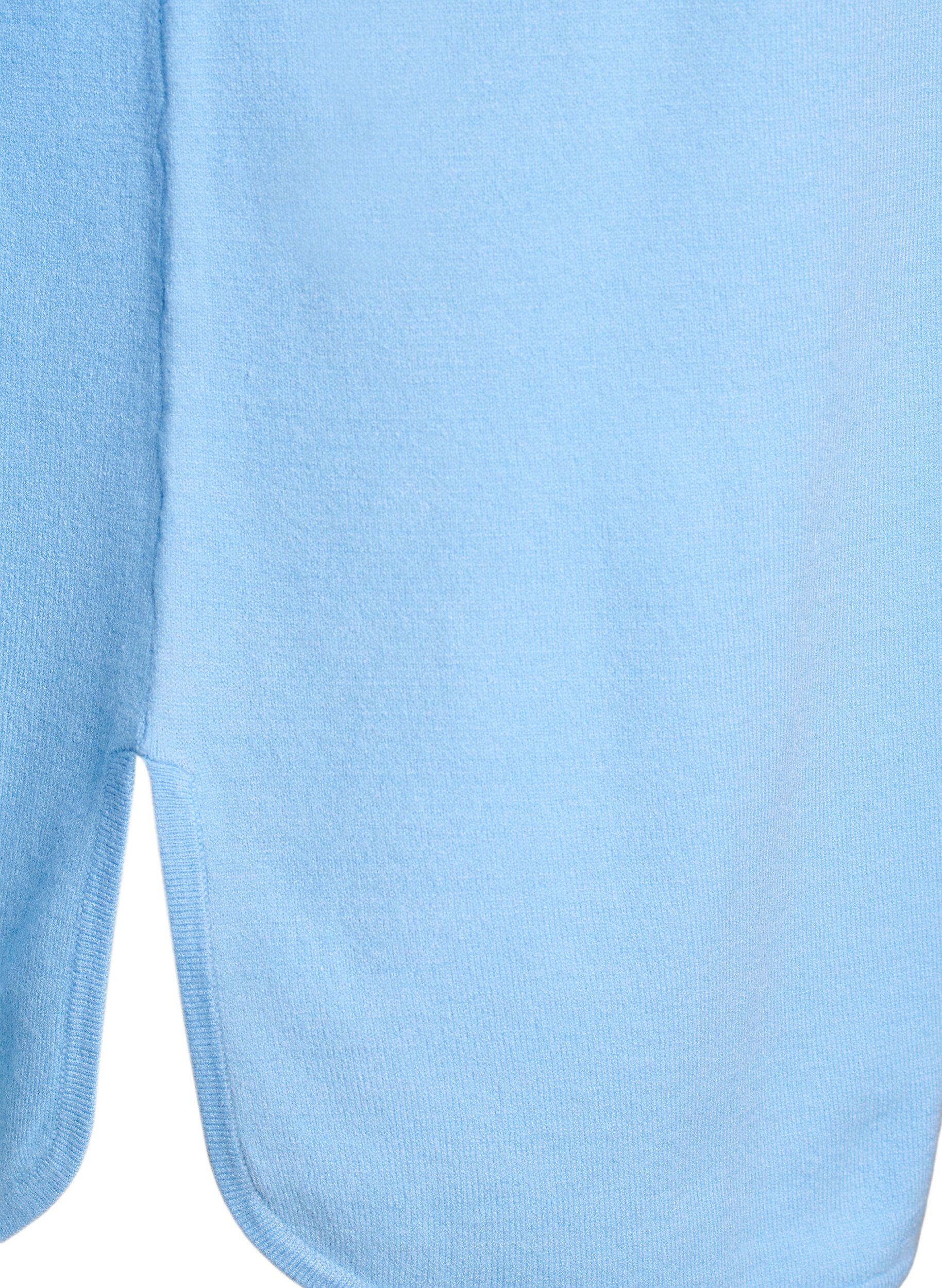 Zizzi Strikbluse med rund hals og strikket m&oslash;nster, Bl&aring;, Packshot image number 3