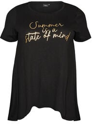 T-shirt med rund hals og A-facon, Sort