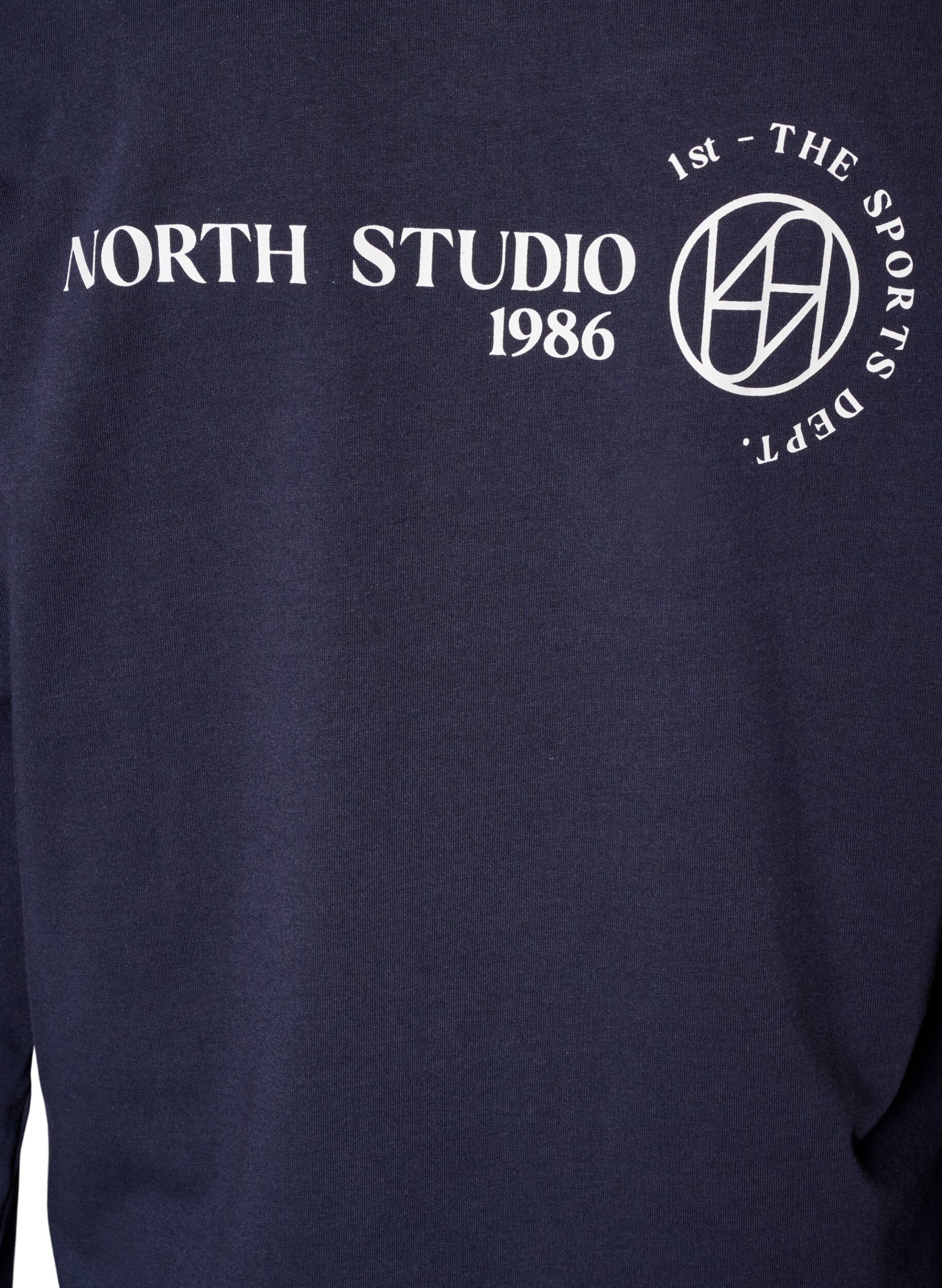 ZizziLang&aelig;rmet jerseybluse med tekstprint, Bl&aring;, Packshot image number 4