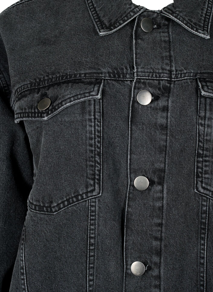 Løstsiddende denimjakke med sliddetaljer, Dark Grey Denim, Packshot image number 2
