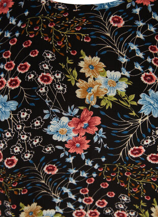 Bluse med korte ærmer, Black flower aop, Packshot image number 2