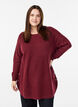 Lang strikbluse med kugleknapper, M&oslash;rk Bordeaux, Model image number 0