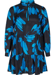 Printet viskose tunika med lynlås, Dark Blue AOP