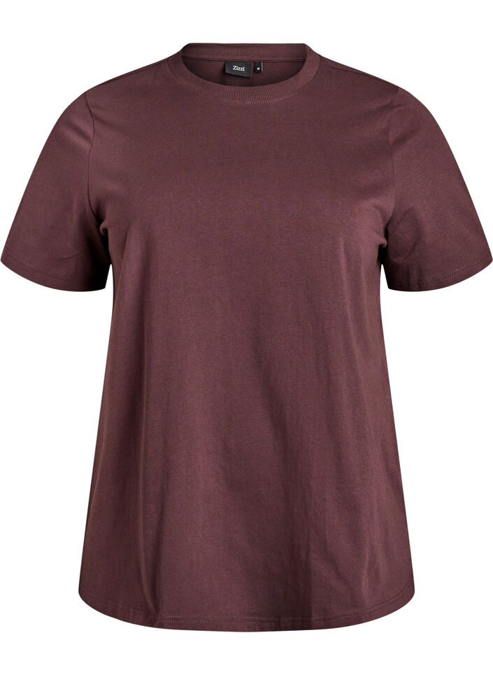 Basis t-shirt i bomuld med rund hals, Brun, Packshot image number 0