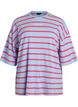 Oversize T-shirt med striber og 1/2 &aelig;rmer, Bl&aring;, Packshot image number 0
