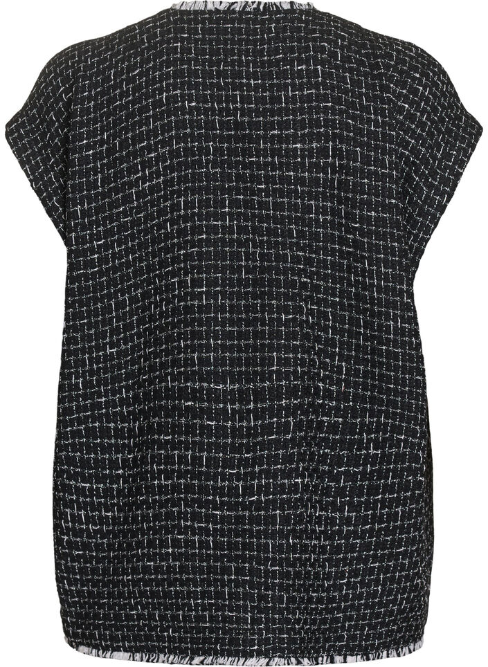 Ternet vest med dekorative knapper, Sort, Packshot image number 1