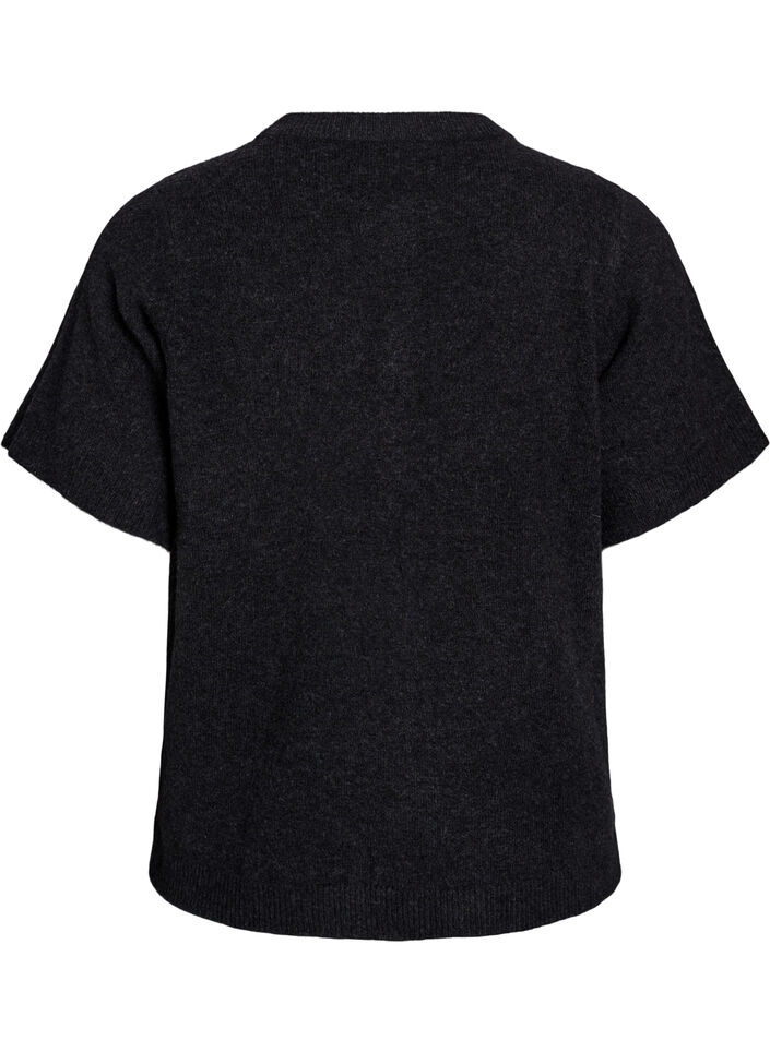 Strik cardigan med korte &aelig;rmer, Gr&aring;, Packshot image number 1