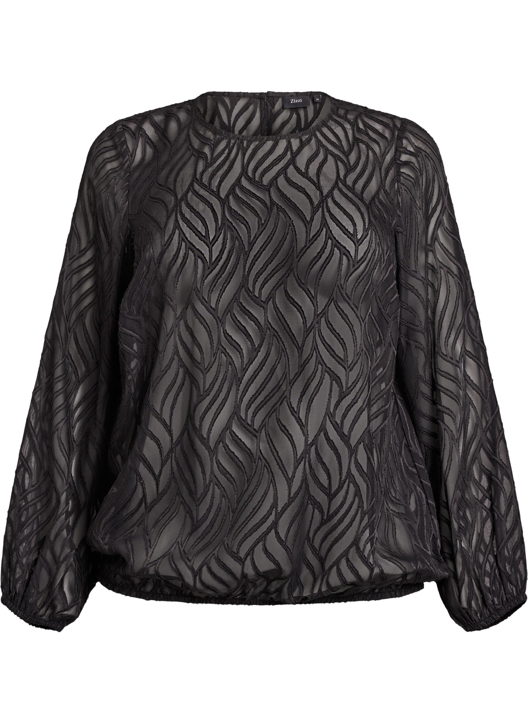 Bluse i chiffon med strukturm&oslash;nster