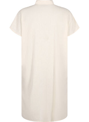 Lang skjorte i bomuldsmix med hør , Sandshell, Packshot image number 1