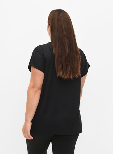 Kortærmet trænings t-shirt med print, Black/Sugar Plum, Model image number 1
