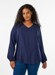 Viskosebluse med V-hals og lange &aelig;rmer, Bl&aring;, Model image number 0