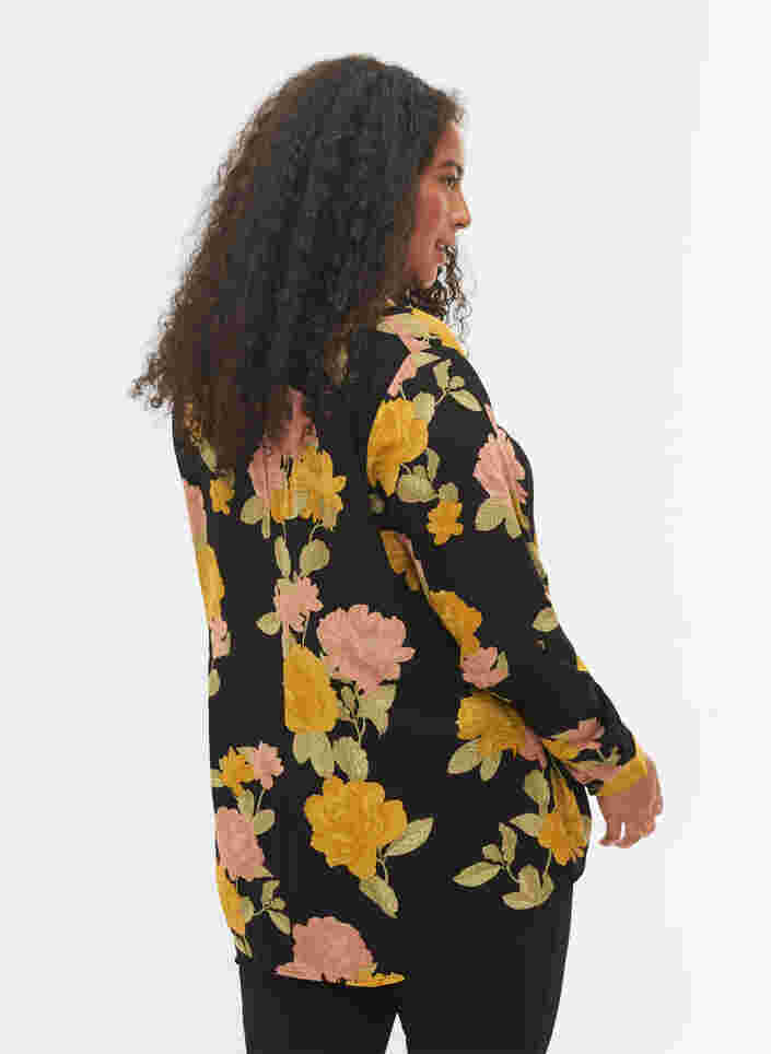 Bluse i 100% viskose med blomsterprint, Scarab Flower, Model image number 1