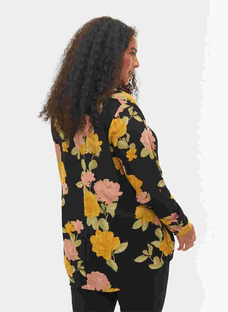 Bluse i viskose med blomsterprint, Scarab Flower, Model image number 1