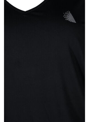 Ensfarvet trænings t-shirt med v-hals, Black, Packshot image number 2