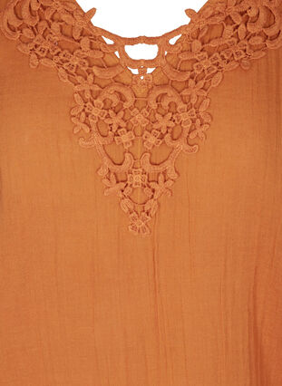 Kortærmet bluse med v-hals og broderi, MUSTARD AS SAMPLE, Packshot image number 2