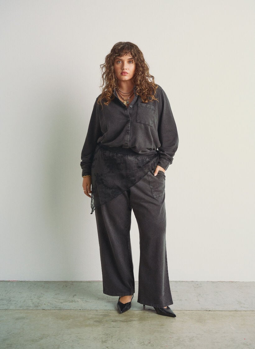 Skjorte i sweatkvalitet med washed effekt, Grå, Image image number 0