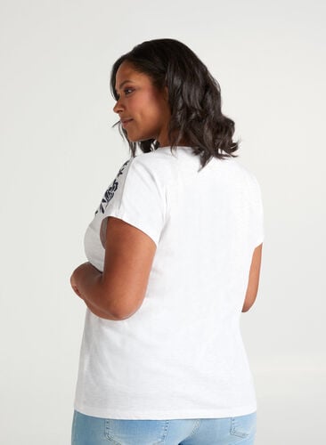 T-shirt med print, Bright White W. mood indigo, Model image number 1
