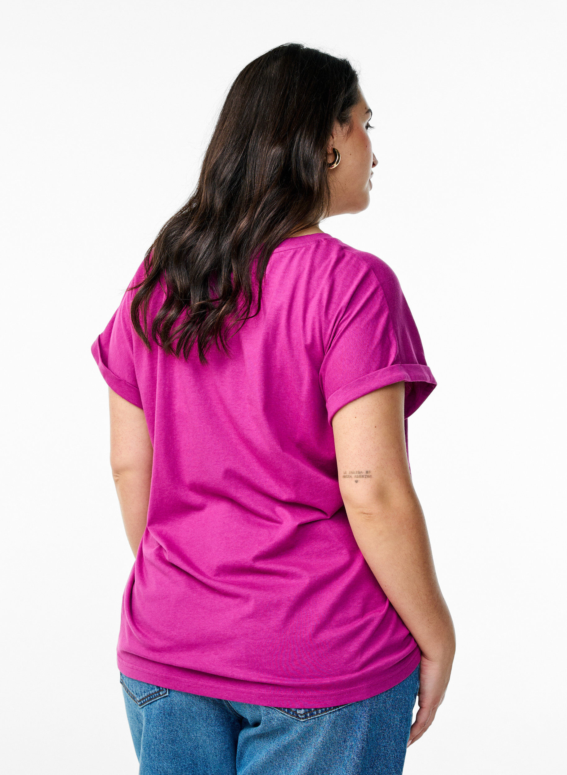 ZizziKort&aelig;rmet t-shirt i bomuldsblanding, Lilla, Model image number 2