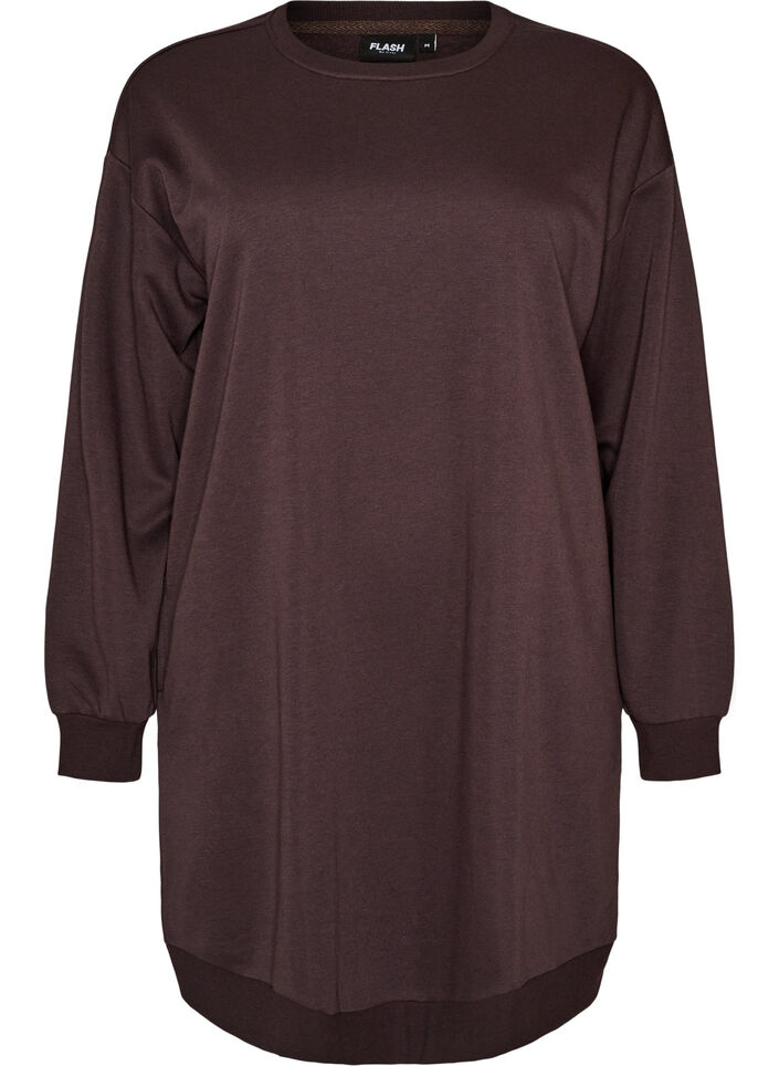 L&oslash;s sweatkjole med lommer, Brun, Packshot image number 0