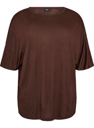 L&oslash;s T-shirt i viskosejersey, Brun