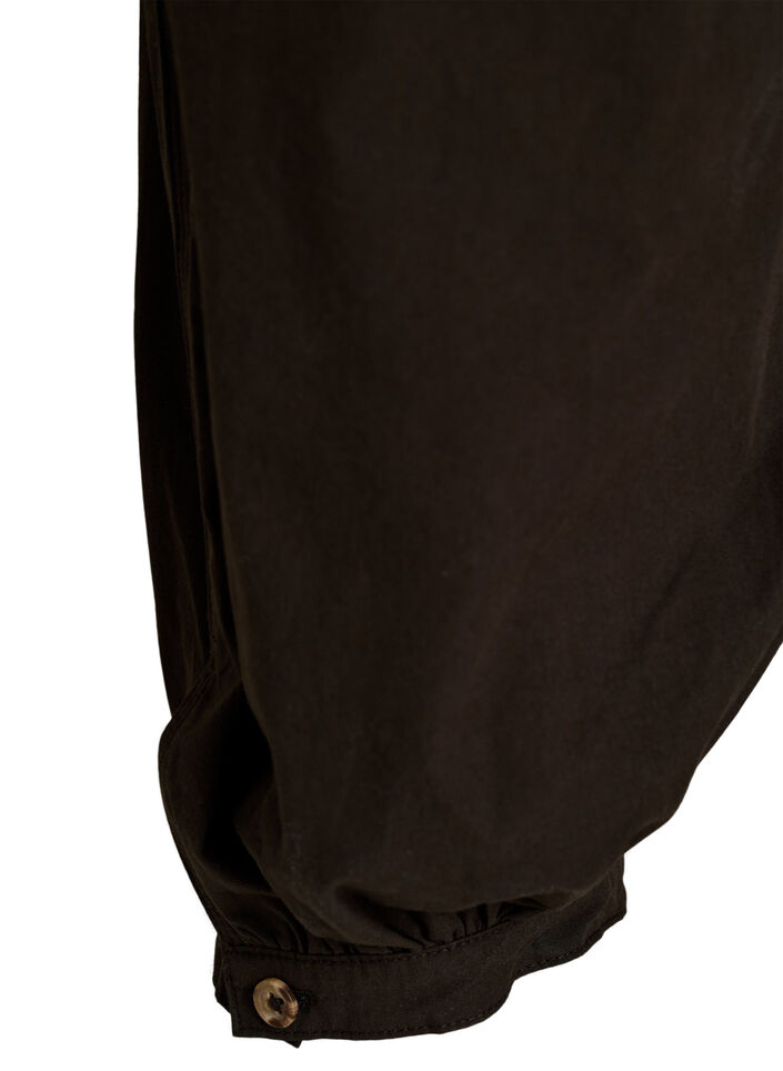 Ballonbukser i bomuld med h&oslash;j talje, Brun, Packshot image number 3