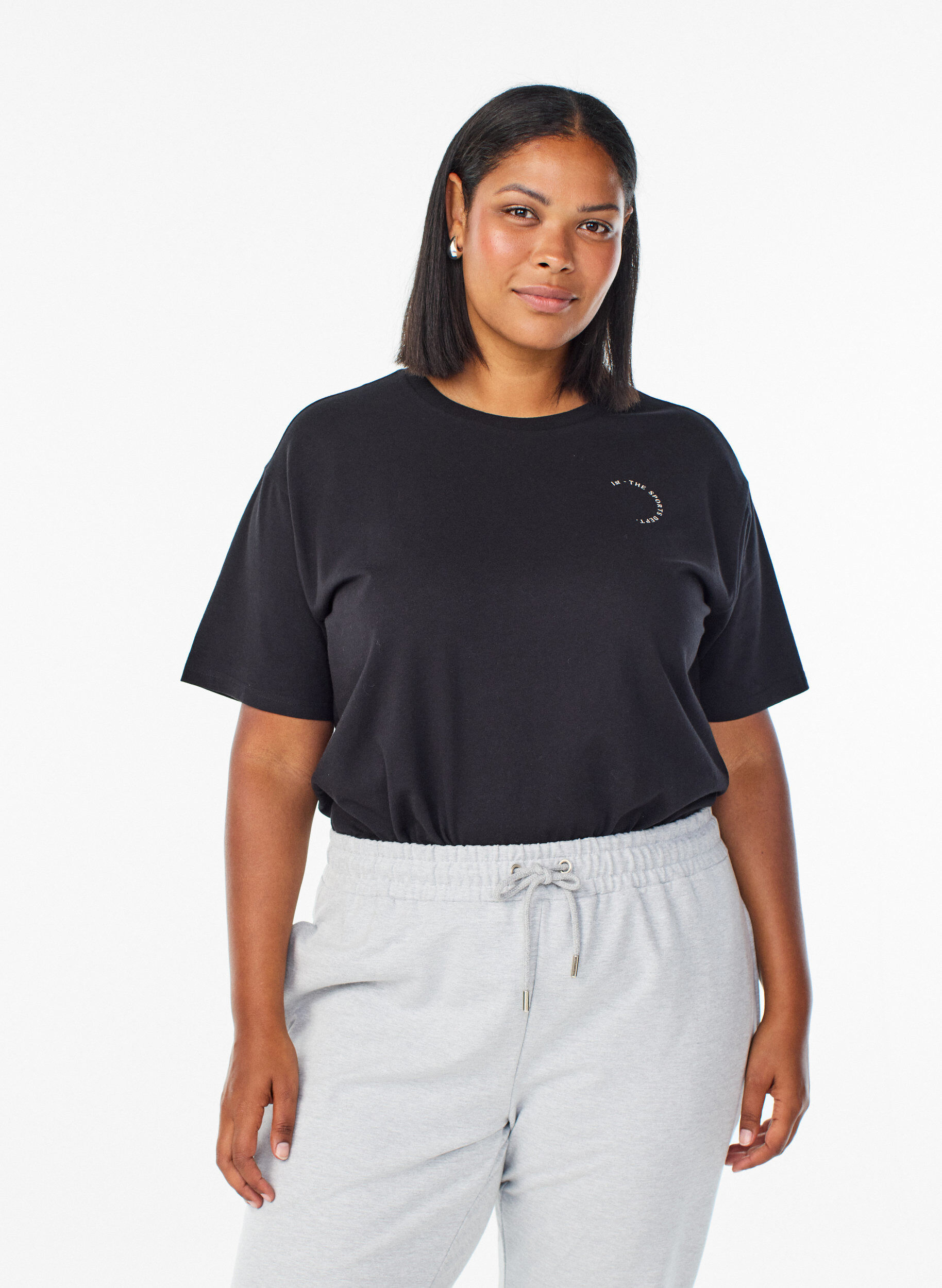 ZizziSporty t-shirt i &oslash;kologisk bomuld, Sort, Model image number 0