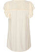 Tunika med broderie anglaise og fl&aelig;se&aelig;rmer, Beige, Packshot image number 1