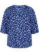 Blomstret bluse med 3/4 ærmer, M. Blue Flower AOP, Packshot image number 0