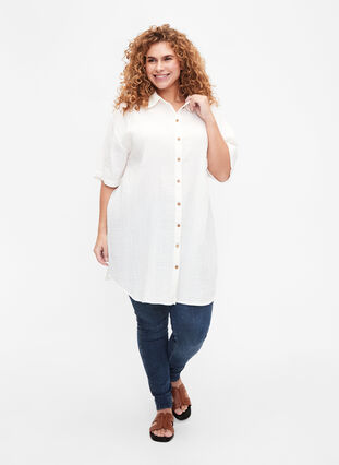 Kortærmet skjorte med knapper, Off-White, Model image number 2