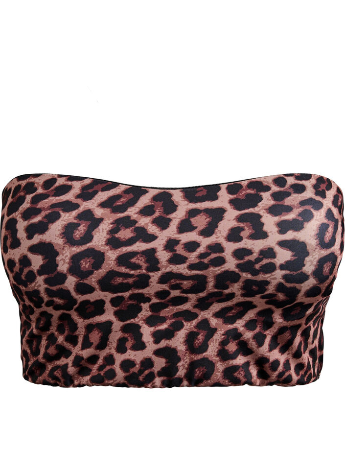 Leopard bandeau-bikinitop, Beige, Packshot image number 0