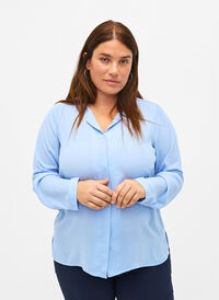 Ensfarvet skjorte med v-udskæring, Serenity, Model
