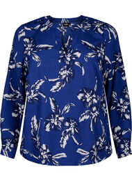 FLASH - Langærmet bluse med print, Navy Blazer Flower