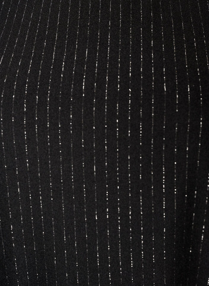 Peplumbluse med glimmerstriber, Sort, Packshot image number 2