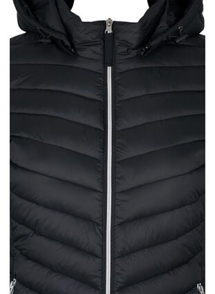Letvægts jakke med lommer og aftagelig hætte, Black, Packshot image number 2
