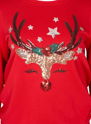 Jule sweatshirt med pailleter, Tango Red, Packshot image number 2
