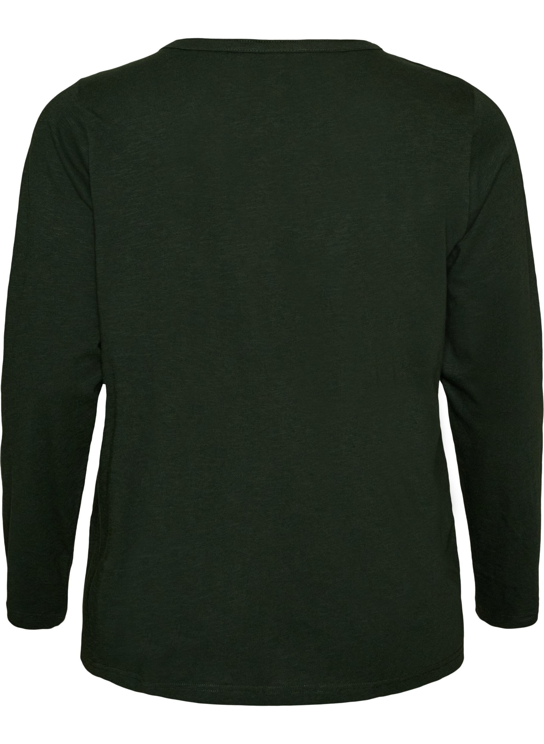 ZizziLang&aelig;rmet t-shirt med V-hals og knapper, Gr&oslash;n, Packshot image number 1