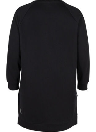Sweatkjole med lommer og slids, Black, Packshot image number 1