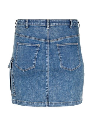 Tætsiddende denim nederdel med cargolomme , Blue Denim, Packshot image number 1