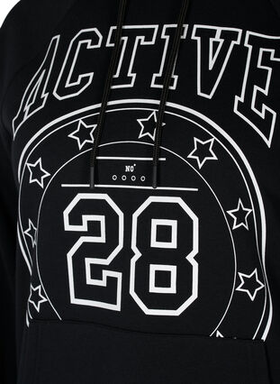 Sweatshirt med printdetaljer og hætte, Black, Packshot image number 2