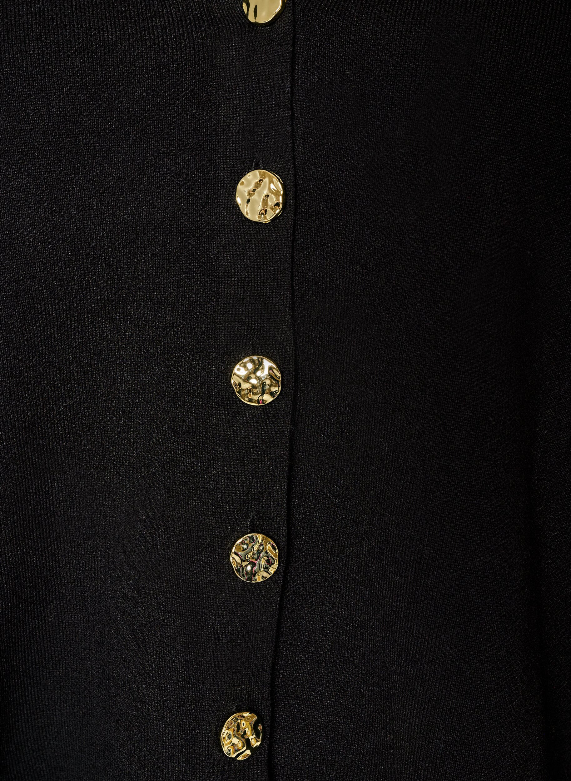 ZizziFinstrikket cardigan med dekorative knapper, Sort, Packshot image number 2